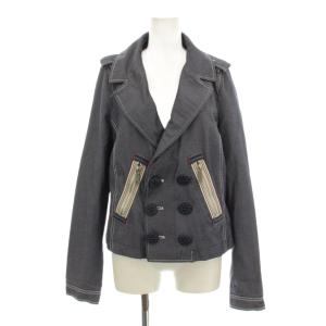 テーラードジャケット ダブル デニム調 裏地総柄 S 紺 ネイビー /KU