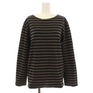バスクシャツ Tシャツ カットソー 長袖 ボーダー柄 M 茶 ブラウン 黒 ブラック /KU JS