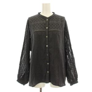 21AW ブロイダーレースドルマンブラウス シャツ 長袖 バンドカラー 刺繍 F チャコールグレー 21051200106010