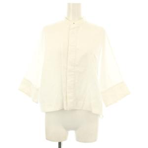 21AW コットンブロード ハーフスリーブシャツ ブラウス 36 白 ホワイト 12-01-14-01706