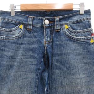 DSQUARED2 フレアデニムパンツ ジーンズ ブーツカット 40 インディゴブルー USED加工 刺繍 /GV