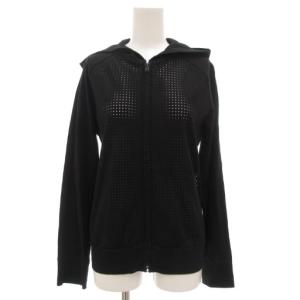 ジップアップパーカー フード ジャケット メッシュ切替 黒 ブラック /GV