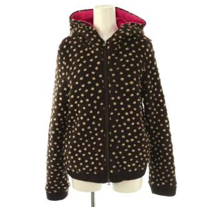 フードジャケット ドット柄 ジップアップ 2 ブラウン /DF