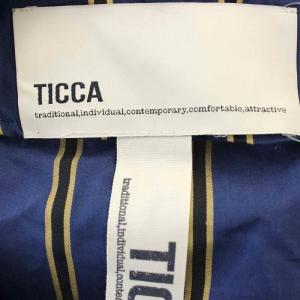 TICCA シャツワンピース 0201407311 ストライプ ノーカラー ロング ワンピース 長袖 F 青 ブルー