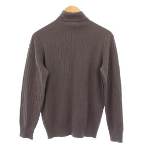 EPOCA UOMO ホールガーメントタートルネックニット 長袖 ストレッチ 薄手 ストライプ柄 ウール 46 チャコールグレー