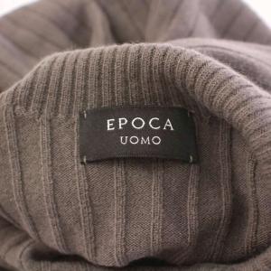 EPOCA UOMO ホールガーメントタートルネックニット 長袖 ストレッチ 薄手 ストライプ柄 ウール 46 チャコールグレー