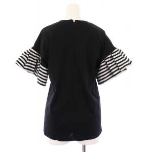 BORDERS at BALCONY RUFFLED TEE ラッフルTシャツ カットソー 半袖 切替 36 ブラック BD1811-2C-04