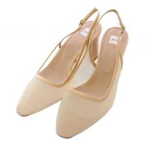 Tulle back sling pumps パンプス バックストラップ シアー 38 ベージュ /TK
