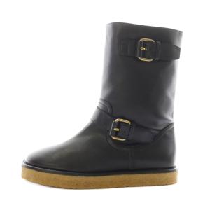 エンジニアブーツ ショートブーツ ボア フェイクレザー 38 黒 ブラック /AN19