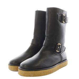 STELLA McCARTNEY エンジニアブーツ ショートブーツ ボア フェイクレザー 38 黒 ブラック /AN19