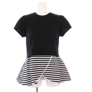 PEPRUM TEE ペプラムTシャツ カットソー 半袖 ボーダー切替 38 ブラック BD1811-2C-01