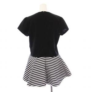 BORDERS at BALCONY PEPRUM TEE ペプラムTシャツ カットソー 半袖 ボーダー切替 38 ブラック BD1811-2C-01