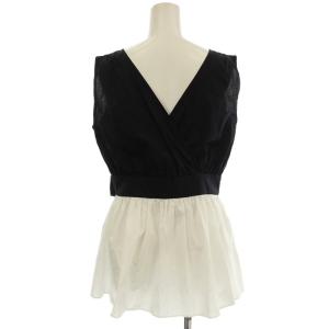 SEVEN TEN by MIHO KAWAHITO リボントップス 1S106 ノースリーブ シャツ ブラウス M 白 黒 /G