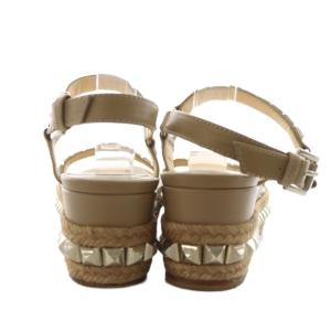 Christian Louboutin カタクロウ サンダル スタッズ ストラップ ウェッジソール レザー 38 ベージュ /AN18