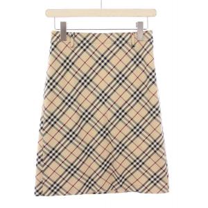 フレアスカート ひざ丈 ノバチェック柄 総柄 36 ベージュ /BB