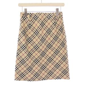 BURBERRY BLUE LABEL フレアスカート ひざ丈 ノバチェック柄 総柄 36 ベージュ /BB