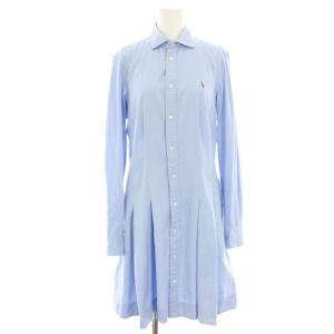 シャツワンピース ひざ丈 スモールポニー 長袖 6 水色 ライトブルー 211702710002 /HN