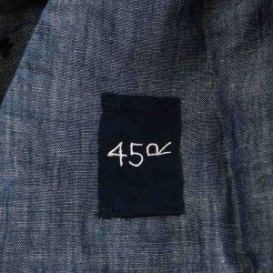 45R ダンガリーカットワークのペチスカート リネン混 ネイビー