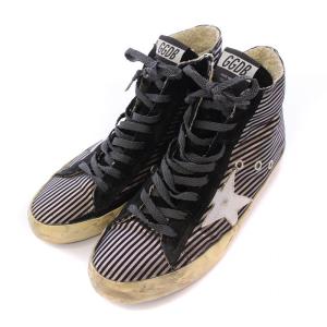 GOLDEN GOOSE FRANCY フランシー ハイカットスニーカー シューズ 星モチーフ ストライプ柄 ダメージ加工 38