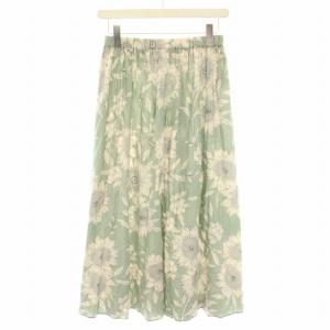 22SS フラワープリントフレアスカート ロング イージー 花柄 Free ミントグリーン アイボリー