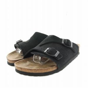 チューリッヒ ZURICH サンダル スエード 38 黒 ブラック L7M5 /YT