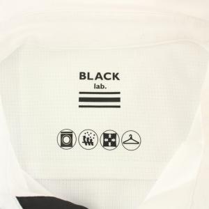 BLACK LABEL CRESTBRIDGE ポロシャツ ハーフボタン 長袖 チェック柄胸ポケット M 白 ホワイト 黒 ブラック 51M45-545-02