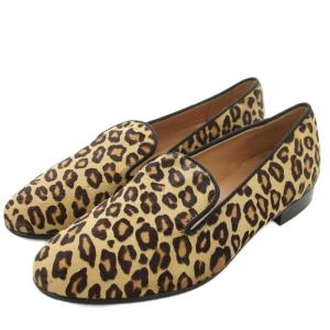ハラコ パンプス レオパード ヒョウ柄 オペラシューズ 36 茶 ベージュ /G