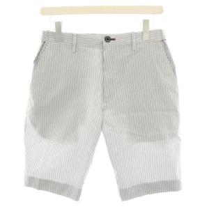 ショートパンツ ハーフパンツ イージーパンツ ジップフライ ストライプ柄 ウエスト76-79 M 白 ホワイト
