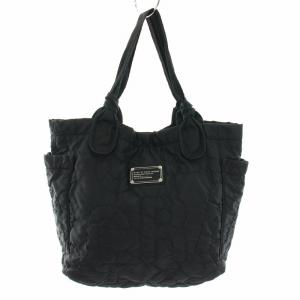 トートバッグ ハンドバッグ ナイロン 裏地ロゴプリント 黒 ブラック /YT