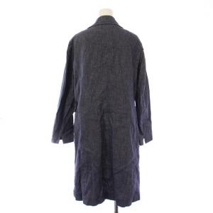 S Max Mara チェスターコート デニム アウター ロング丈 ダブル 麻 リネン 44 紺 ネイビー /BB