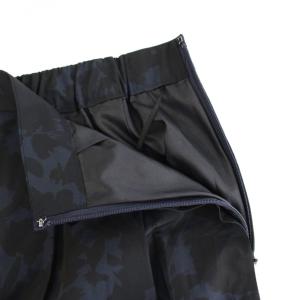 MACKINTOSH LONDON シャドーフラワープリントスカート ロング フレア 花柄 ボタニカル柄 イージー 38 紺 ネイビー 黒