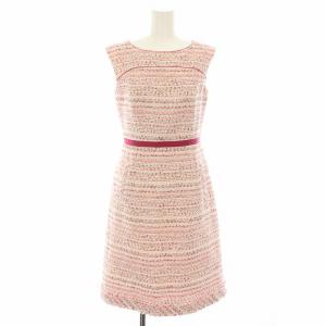 ビアンカ BIANCA ドレス ワンピース ひざ丈 ノースリーブ ツイード フリンジ 0 ピンク OPTOBW0315