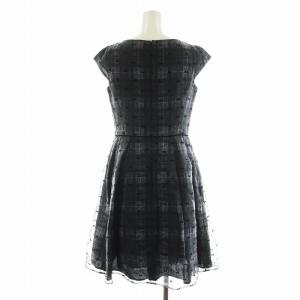 TOCCA ワンピース ひざ丈 フレンチスリーブ リボン柄 チェック柄 2 黒 ブラック OPTOGA0040 /AN21