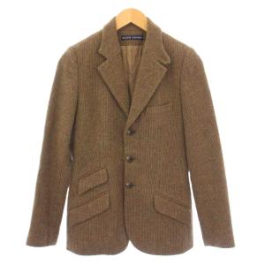 テーラードジャケット ブレザー アウター シングル 総裏地 パッチワーク ウール アルパカ混 9 茶 ブラウン