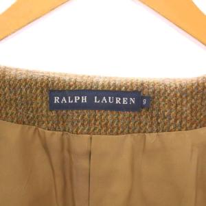 RALPH LAUREN テーラードジャケット ブレザー アウター シングル 総裏地 パッチワーク ウール アルパカ混 9 茶 ブラウン