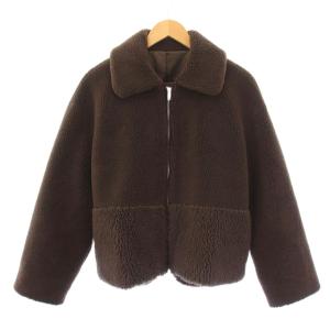23AW ボアジャケットコート アウター ショート丈 ジップアップ ウール混 F 茶 ブラウン UR37-27X005