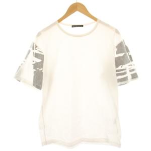Tシャツ カットソー 袖総柄 半袖 2 白 ホワイト ME93JK153 /HN