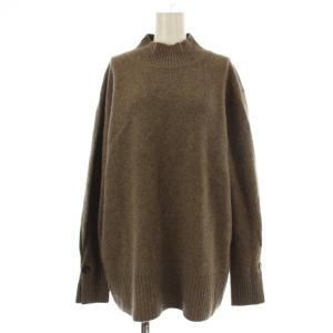 23AW YAK100釦スリーブニット セーター 長袖 ハイネック F 茶 ブラウン UR37-22T010