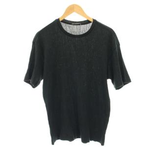 Tシャツ カットソー プリーツ 半袖 2 黒 ブラック ME93JK128 /HN