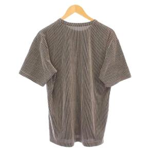 ISSEY MIYAKE MEN Tシャツ 半袖 クルーネック ストレッチ ストライプ柄 3 グレー 黒 ブラック /BB