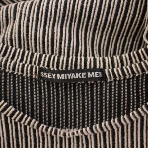 ISSEY MIYAKE MEN Tシャツ 半袖 クルーネック ストレッチ ストライプ柄 3 グレー 黒 ブラック /BB