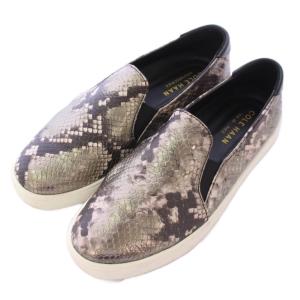 ローカットシューズ スリッポン 厚底 パイソン 6.5 グレー シルバーカラー 茶 ブラウン /BB