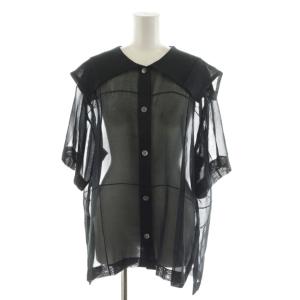 LE CIEL BLEU セットアップ シャツ ブラウス 半袖 フレアスカート ロング丈 シースルー シアー 36 34 黒 ブラック