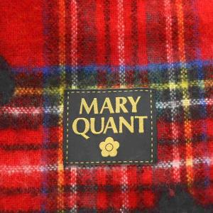 MARY QUANT マフラー ストール フリンジ チェック柄 デイジー柄 赤 レッド 黒 ブラック /AN16