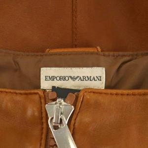 EMPORIO ARMANI タイトスカート ミニ丈 ジップアップ レザー 38 茶 ブラウン /AN23