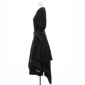 3.1 phillip lim ワンピース 半袖 ロング アシンメトリー 刺繍 0 黒 /KH