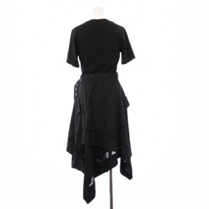 3.1 phillip lim ワンピース 半袖 ロング アシンメトリー 刺繍 0 黒 /KH