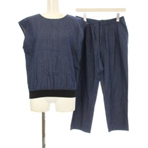 デニムセットアップ ワイドパンツ カットソー ノースリーブ 36 紺 ネイビー Y121TN45 L314TN45