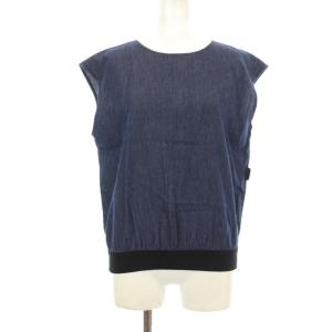agnes b. デニムセットアップ ワイドパンツ カットソー ノースリーブ 36 紺 ネイビー Y121TN45 L314TN45