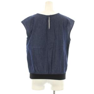 agnes b. デニムセットアップ ワイドパンツ カットソー ノースリーブ 36 紺 ネイビー Y121TN45 L314TN45